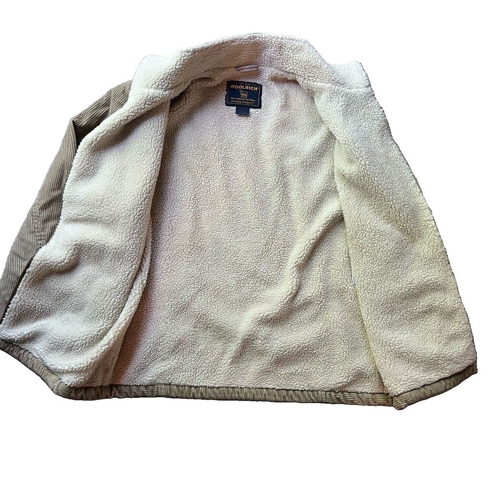 Woolrich Corduroy Sherpa Lined Full Zip Ranch Jacket Dark Wheat Men's Small - Picture 5 of 8